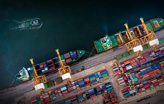 cargo ship and shipping containers
