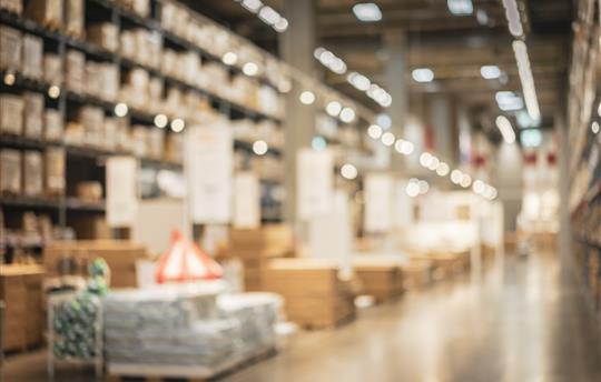 blurry home improvement retail store floor