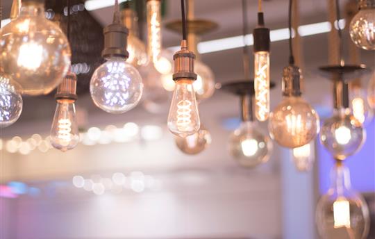 hanging lights in a row