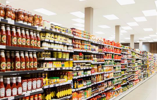 grocery store shelves
