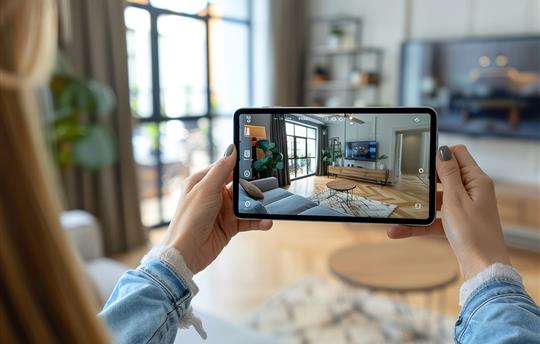 woman viewing a property using her phone