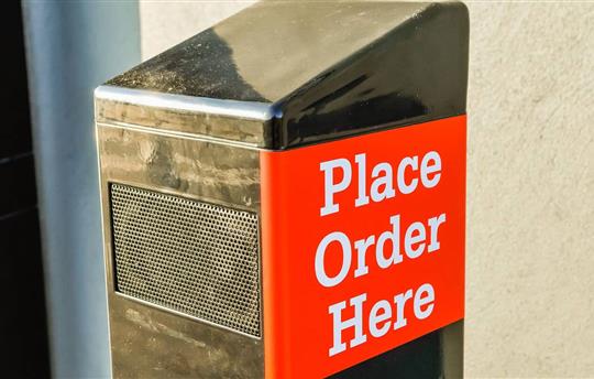 Order placement point at a fast food drive-thru