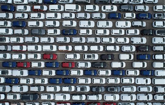 rows of cars from above