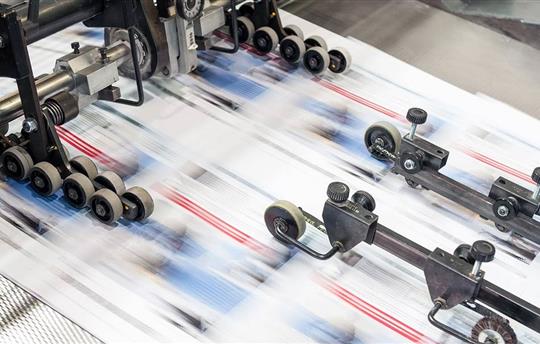 Offset printing machine in work