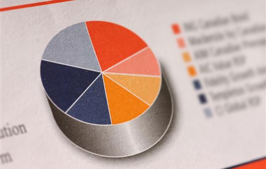 close up of pie chart divided into six pieces