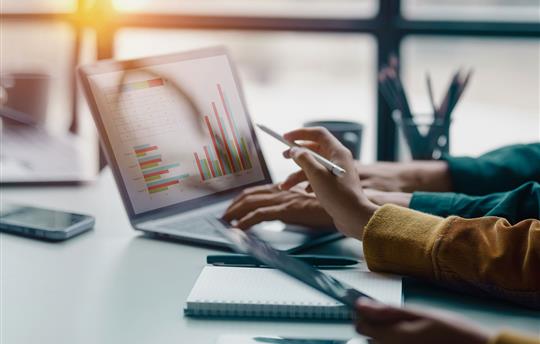 marketers reviewing an online dashboard
